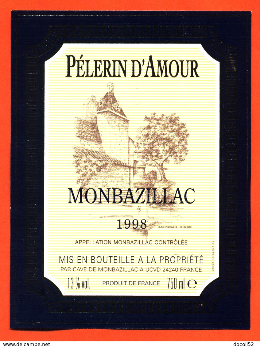 étiquette Vin De Monbazillac Pelerin D'amour 1998 UCVD à 24240 - 75 Cl - Monbazillac