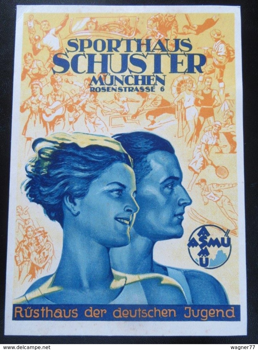 Postkarte Werbung Sportshaus Schuster Ca. 1940 - Rückseite Fleckig - Briefe U. Dokumente