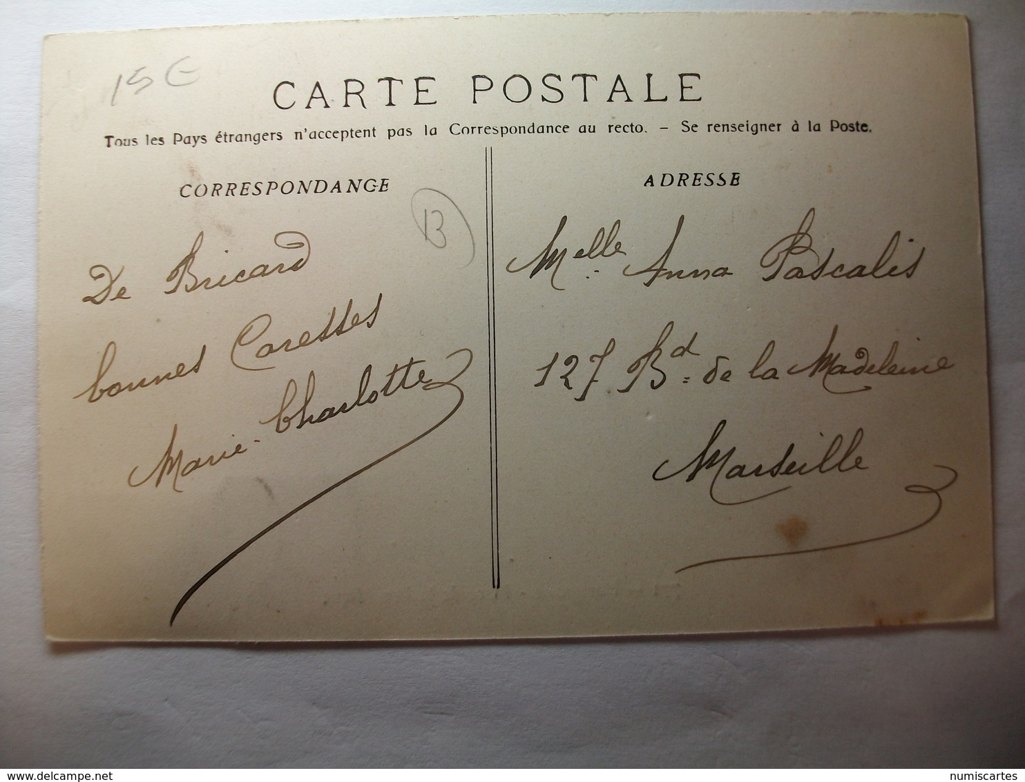 Carte Postale Marignane (13) Place De La République (Petit Format Noir Et Blanc Oblitérée Timbres 5 Centimes ) - Marignane