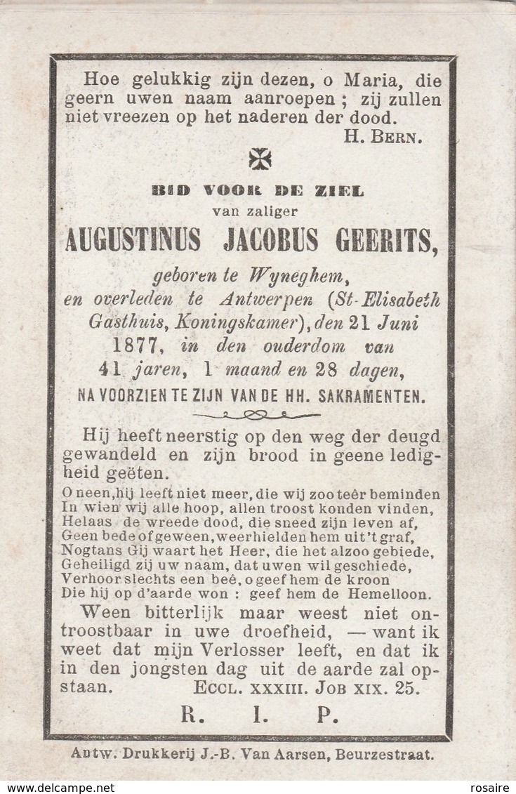 Augustinus Jacobus Geerits-wijneghem -antwerpen 1877 - Images Religieuses