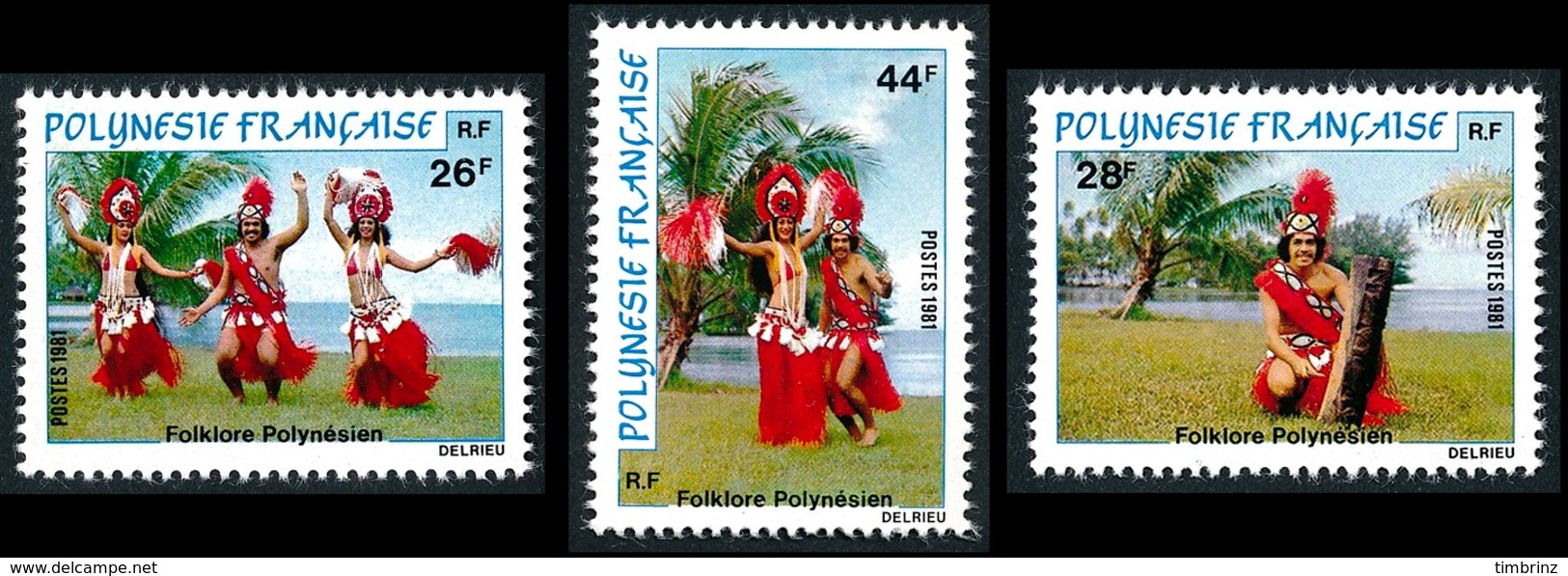 POLYNESIE 1981 - Yv. 165 166 167 **   Cote= 6,20 EUR - Folklore Polynésien : Danses (3 Val.)  ..Réf.POL23884 - Neufs