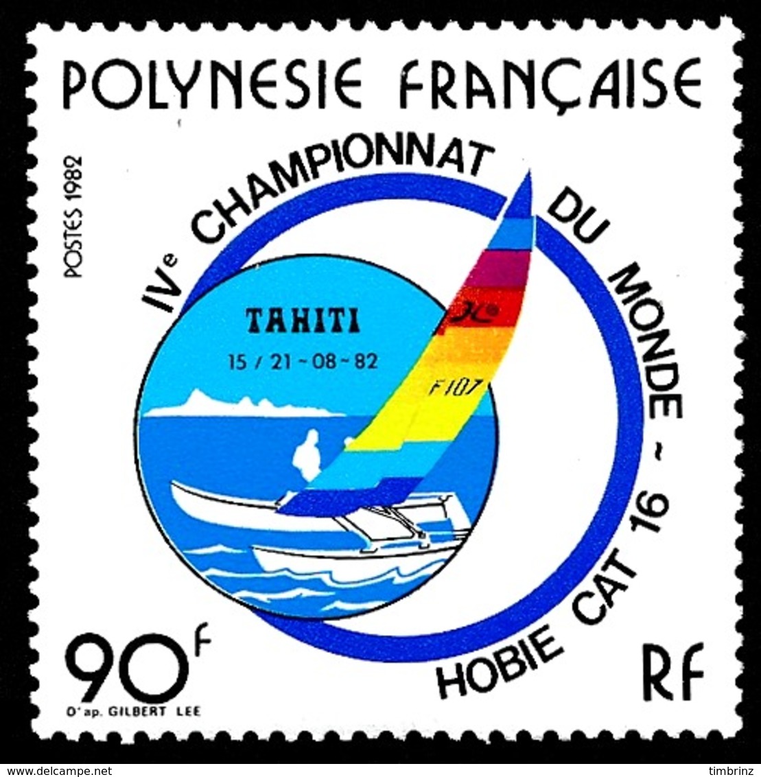 POLYNESIE 1982 - Yv. 184 **   Cote= 3,40 EUR - Voiliers Hobie Cat 16  ..Réf.POL23895 - Neufs