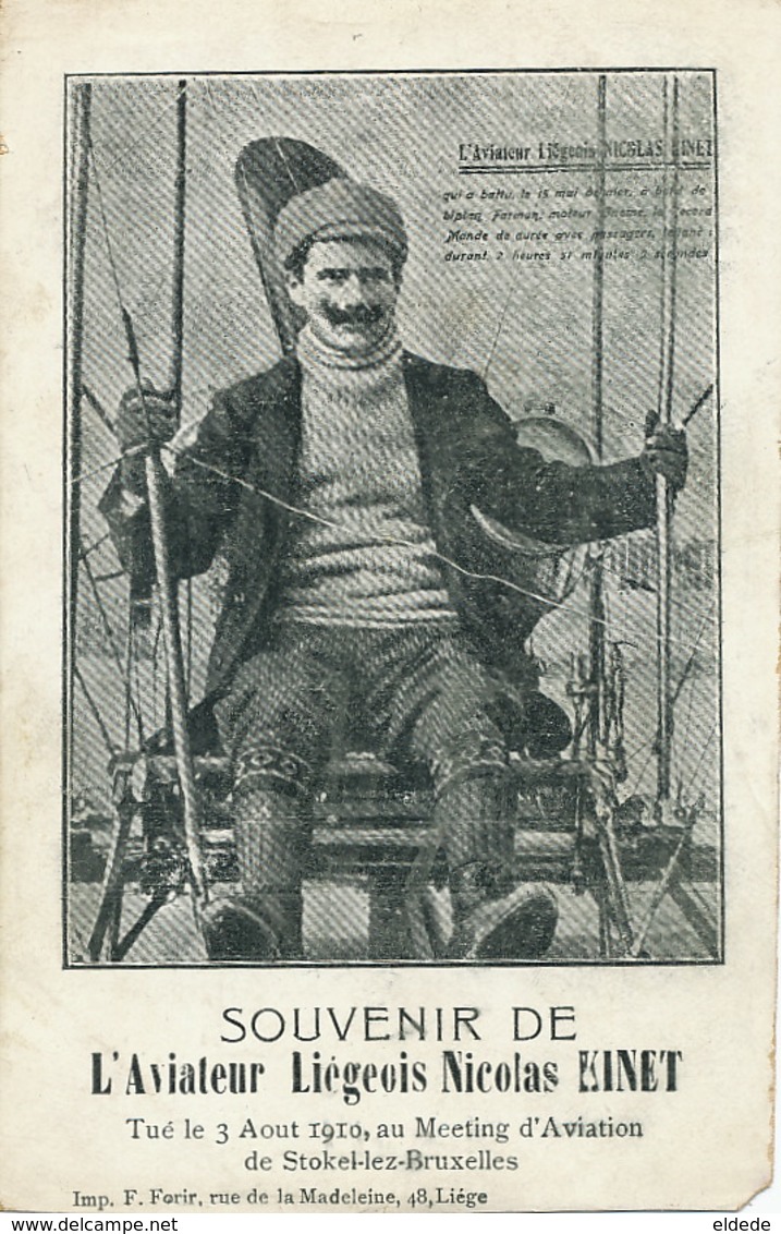 Aviateur Liégeois Nicolas Kinet Accident Mortel à Stokel Lez Bruxelles 3/8/1910 Defaut Coin - Woluwe-St-Pierre - St-Pieters-Woluwe