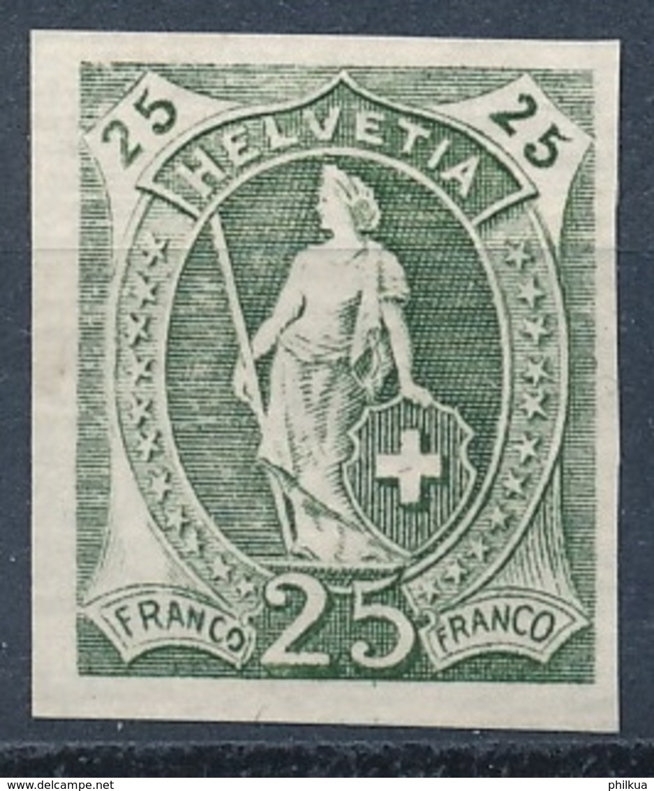 25 Rappen Stehende Helvetia - Pariser Druck - Kartonpapier - Neufs