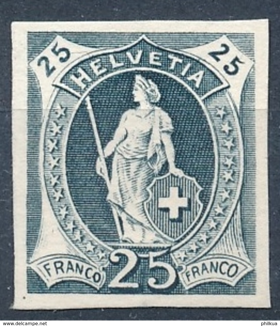 25 Rappen Stehende Helvetia - Pariser Druck - Kartonpapier - Neufs