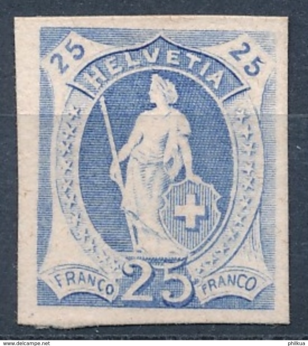 25 Rappen Stehende Helvetia - Pariser Druck - Kartonpapier - Neufs