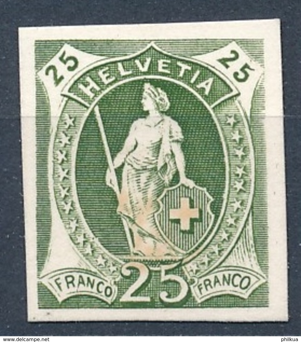 25 Rappen Stehende Helvetia - Pariser Druck - Kartonpapier - Unused Stamps