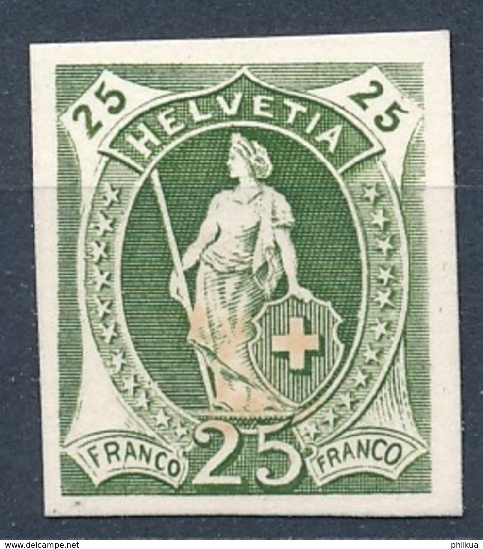 25 Rappen Stehende Helvetia - Pariser Druck - Kartonpapier - Neufs