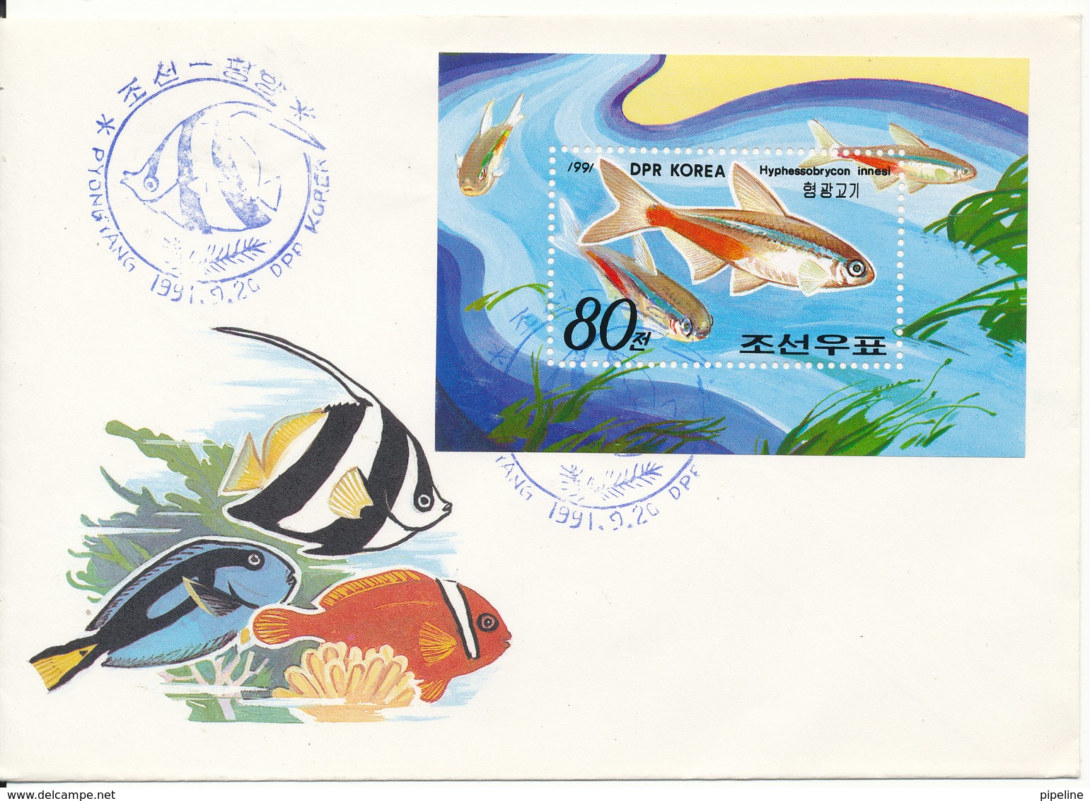 Korea North FDC 20-7-1991 Minisheet FSH With Nice Cachet - Korea, North