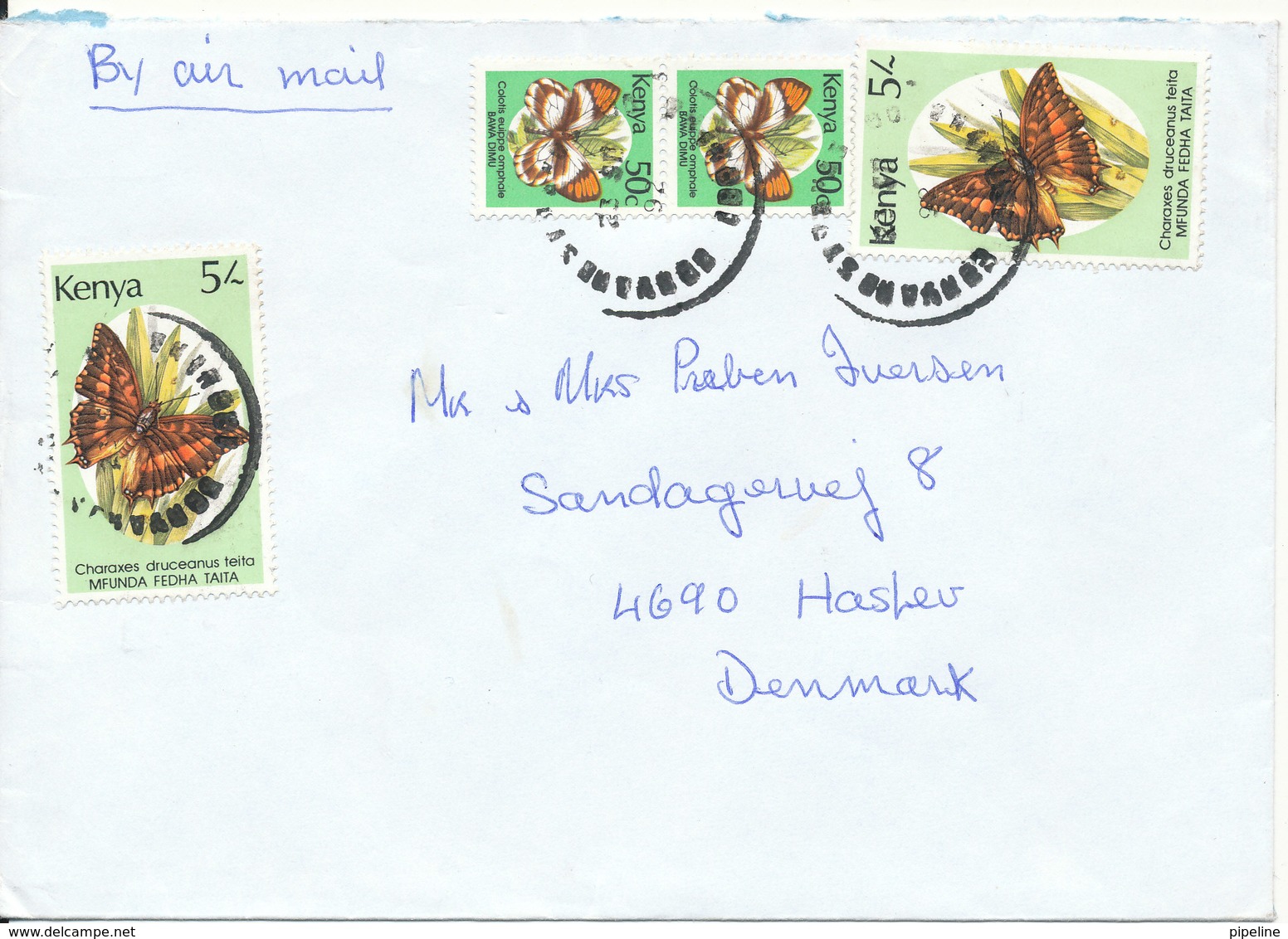Kenya Cover Sent To Denmark 23-9-1992 With More BUTTERFLY Stamps - Kenia (1963-...)