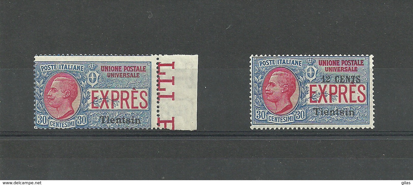 1917/18 Tientsin, Espressi, 2 Valori, 1 Bordo Di Foglio MHN Cert Raybaudi - Tientsin