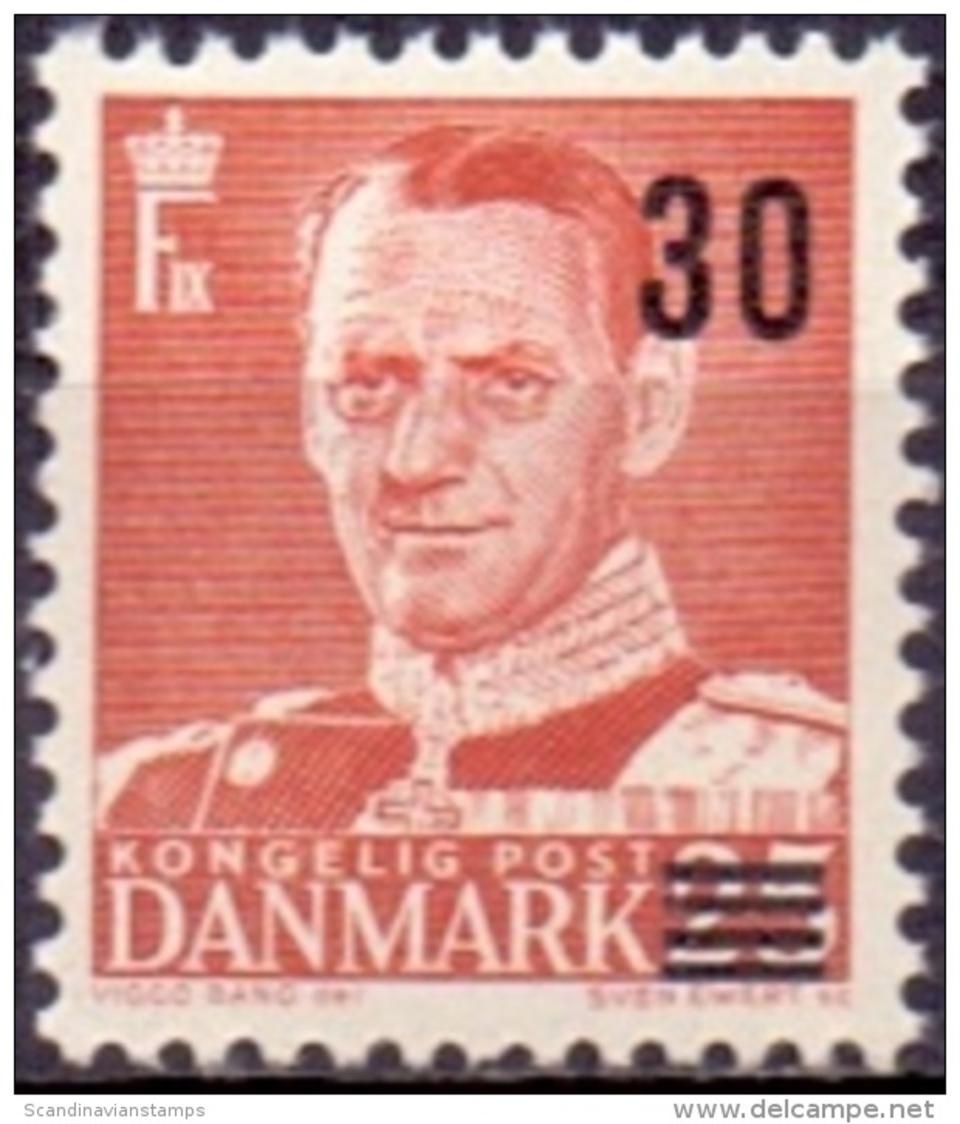 DENEMARKEN 1955 Opdruk 30 Op 25öre Type II PF-MNH - Unused Stamps