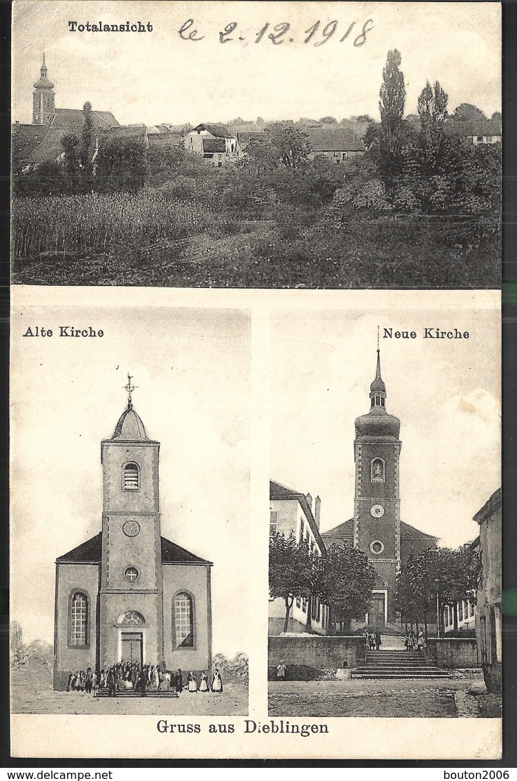 Diebling Dieblingen 1918 La Vieille église Nouvelle Vue Générale Près Forbach Freyming-Merlebach Sarreguemines - Sonstige & Ohne Zuordnung