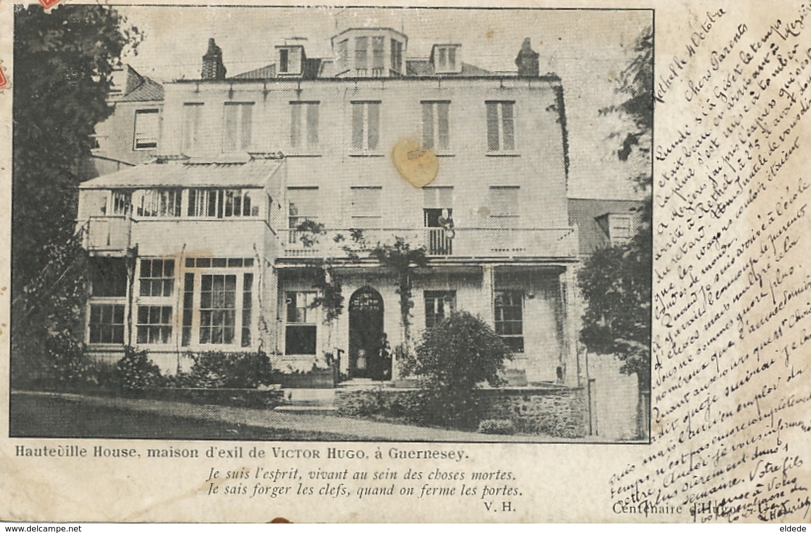 Guernesey Hauteville House Exile Of Victor Hugo( On The Balcony ) Sent To Hastiere Givet Belgique - Guernsey