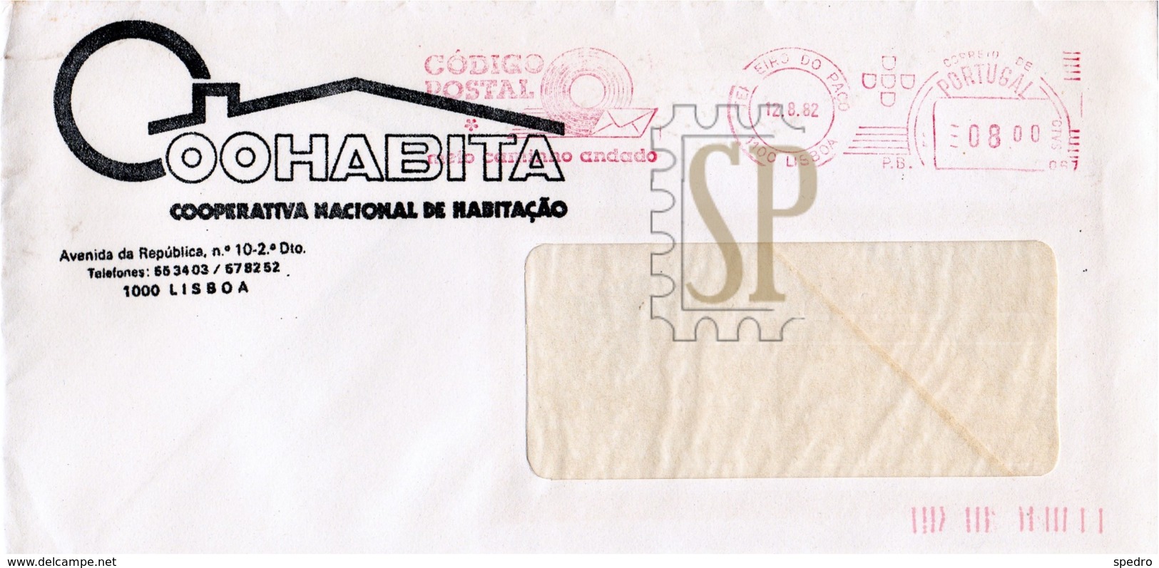 Portugal 1982 Franquia Mecânica Código Postal Meio Caminho Andado Terreiro Do Paço Lisboa Ema, Mechanical Franchise Post - Machines à Affranchir (EMA)