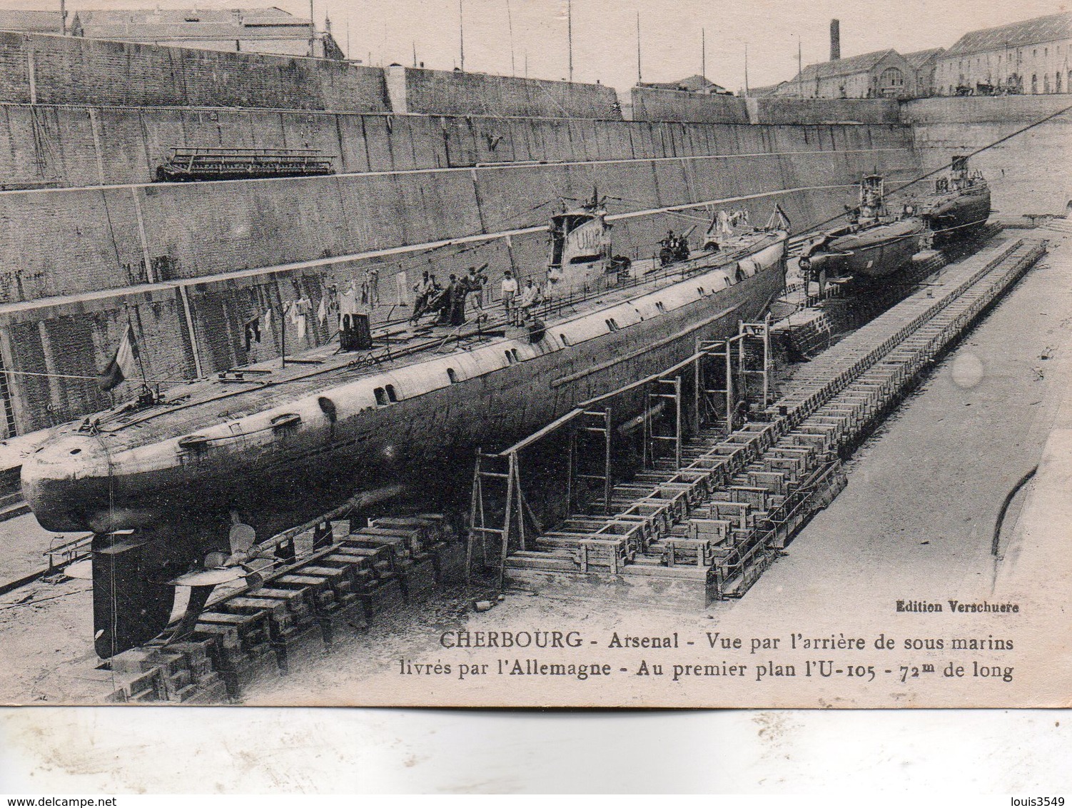 Cherbourg -  Arsenal  - Vue  Par  L' Arrière  De  Sous  Marins  Livrés Par  L'allemagne. - Cherbourg