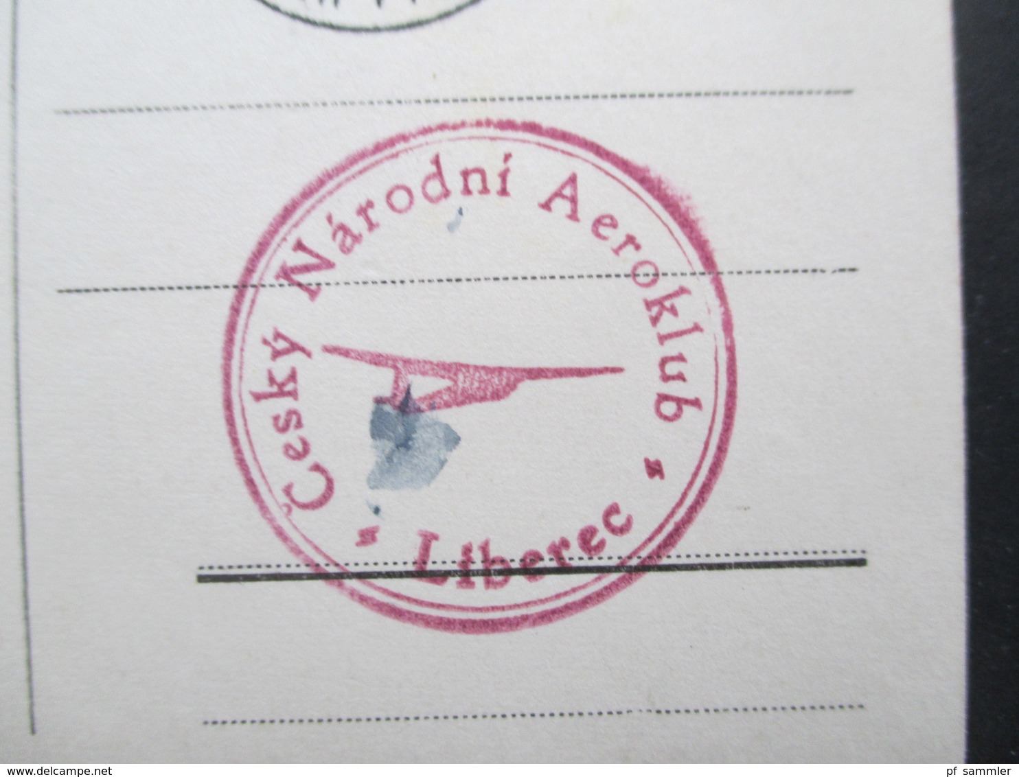 AK CSSR Liberec 7.10.1945 Violetter Stempel Cesky Narodni Aeroklub Liberec / Seltener Stempel!! Fliegerclub - Covers & Documents