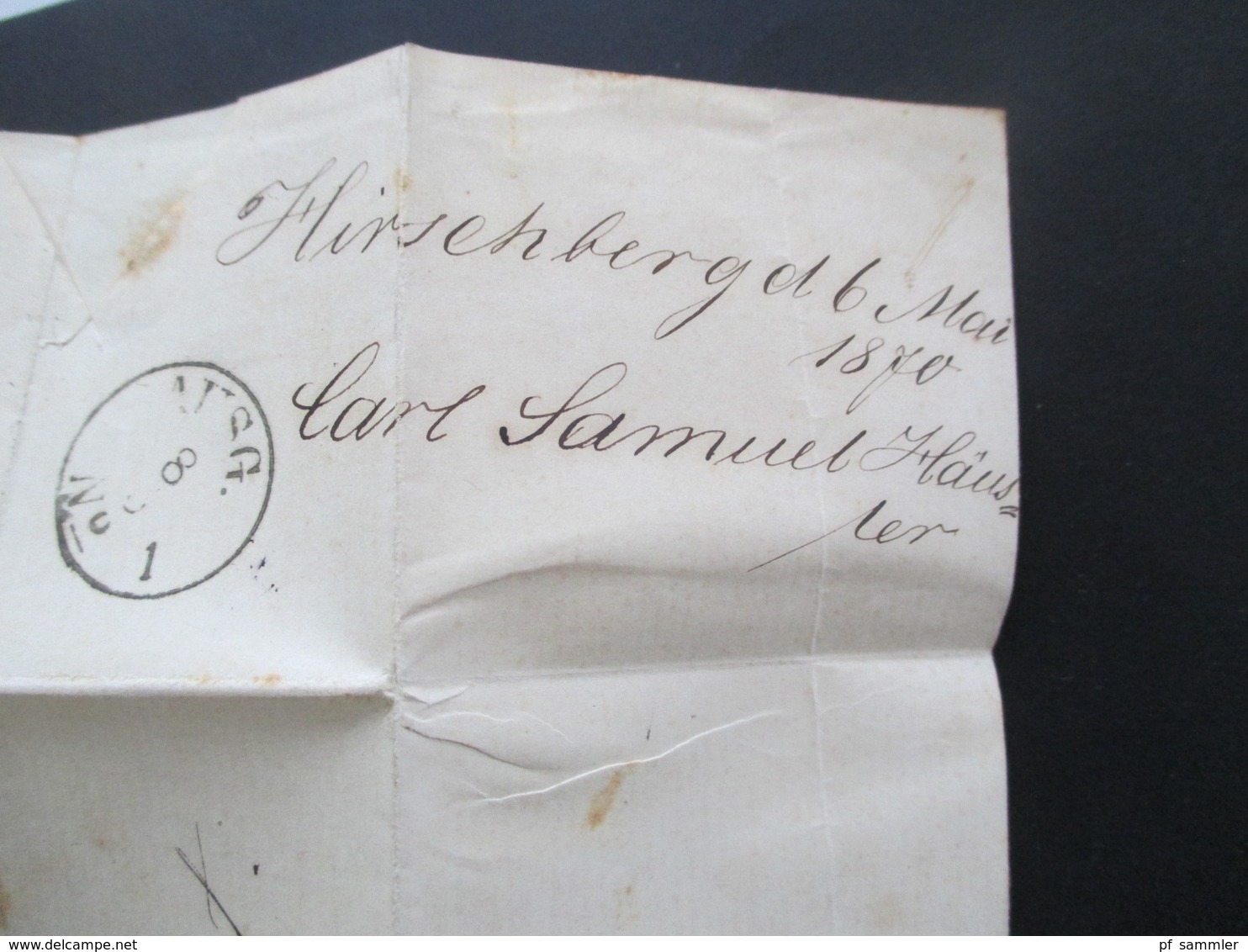 AD NDP 1870 Nr. 16 EF mit Stempel K3 Hirschberg Schlesien mit Inhalt! Firmenstempel Holzcement nach Tarnowitz