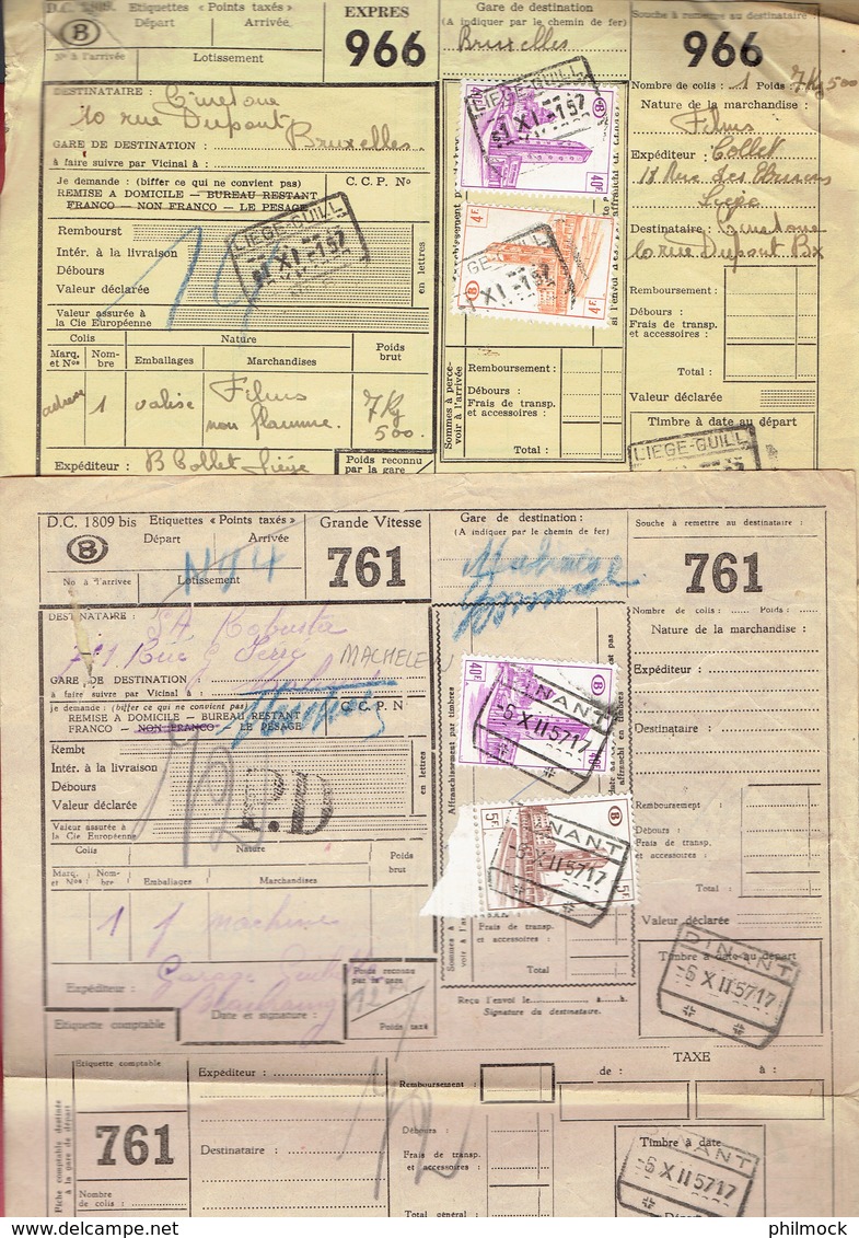 P-258 - Documents CF - Grande Vitesse - Expres - Oblitérations Différentes De 1957 - Other & Unclassified