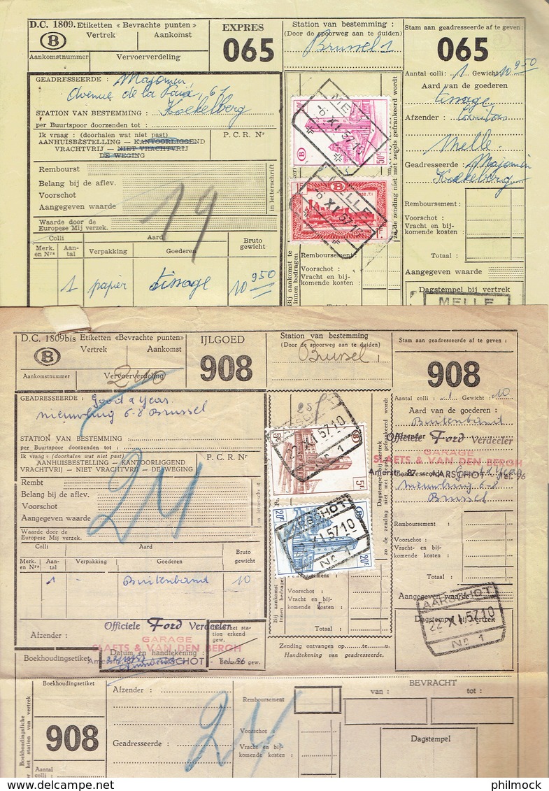 P-258 - Documents CF - Grande Vitesse - Expres - Ijlgoed - Oblitérations Différentes De 1957 - Autres & Non Classés