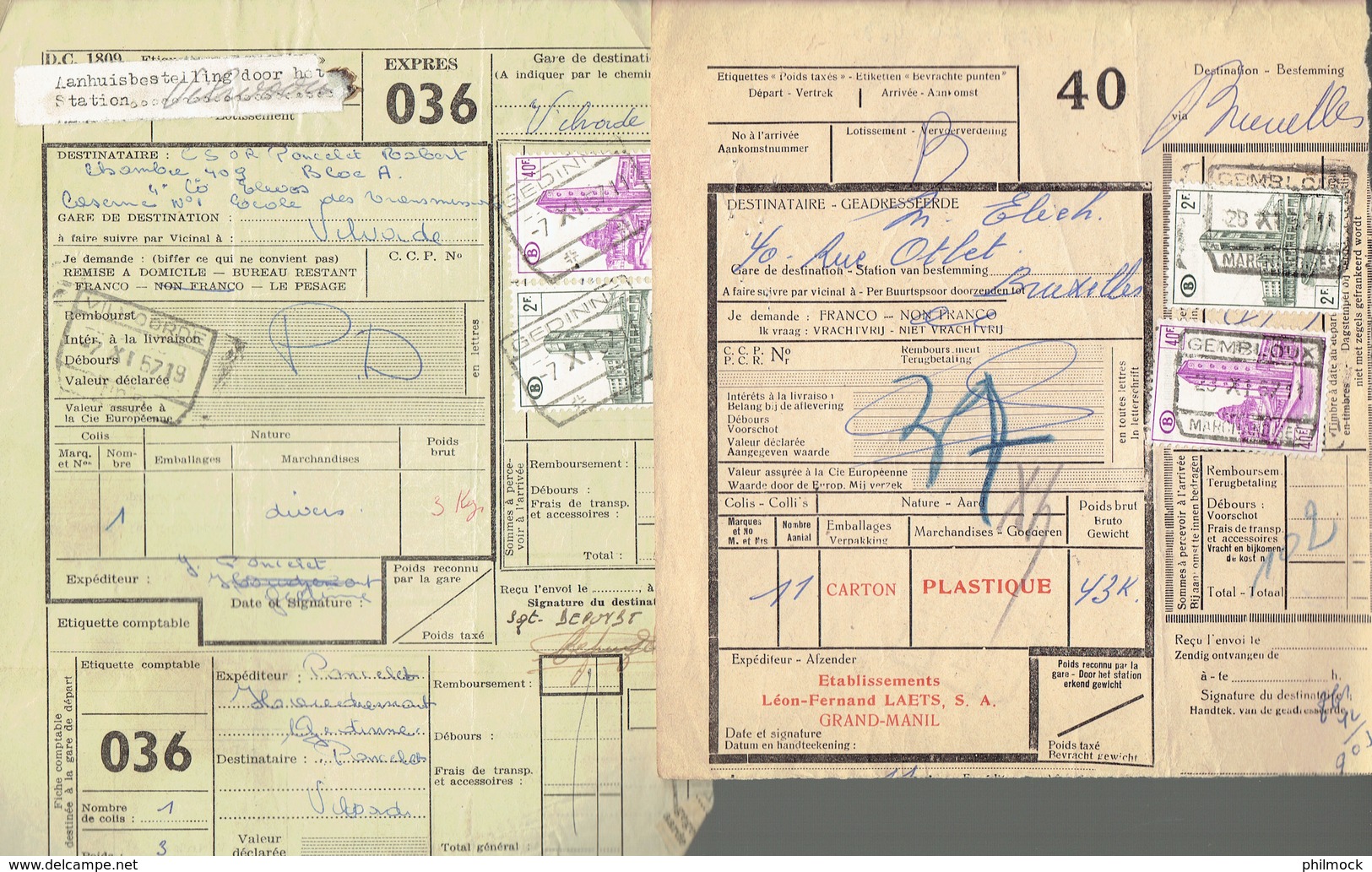 P-258 - Documents CF - Grande Vitesse - Expres - Oblitérations Différentes De 1957 - Other & Unclassified