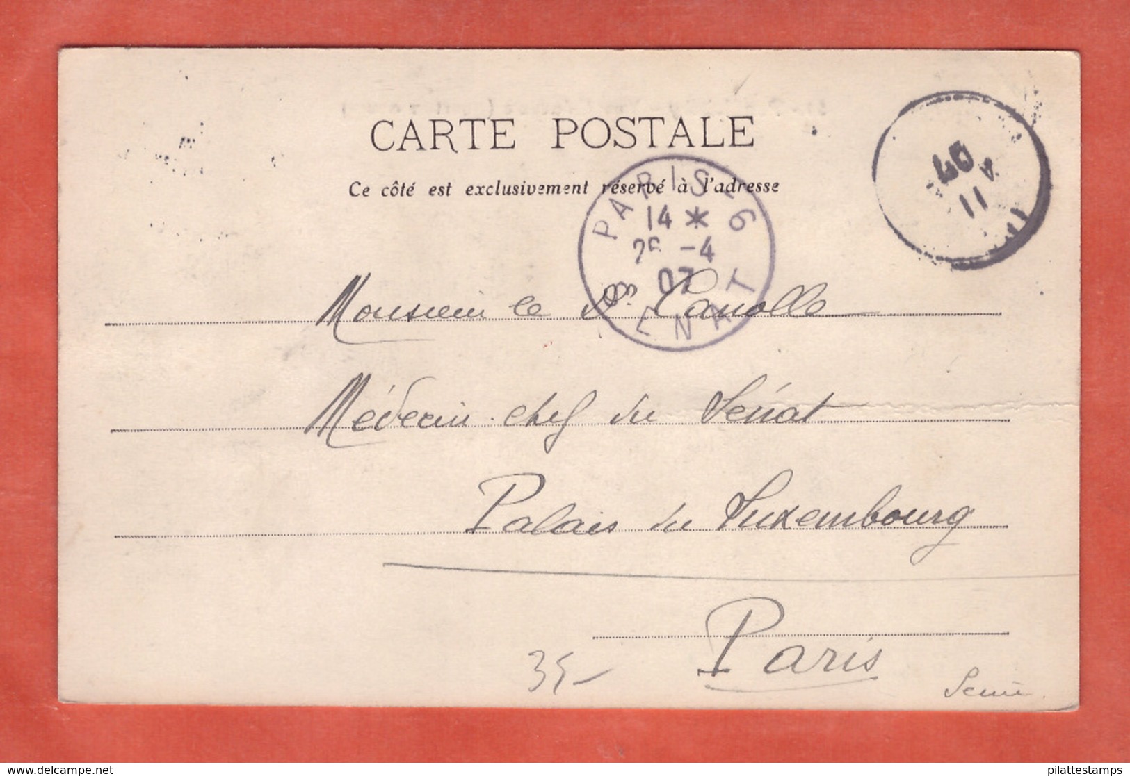 INDE 10C TYPE GROUPE SUR CARTE POSTALE DE 1907 DE PONDICHERY POUR PARIS SENAT FRANCE - Storia Postale