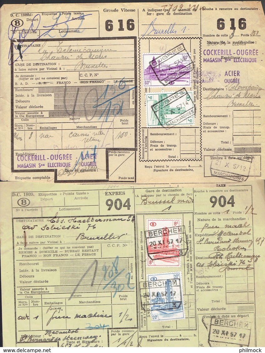 P-258 - Documents CF - Grande Vitesse - Expres - Oblitérations Différentes De 1957 - Other & Unclassified