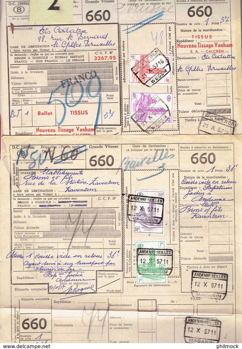 P-258 - Documents CF - Grande Vitesse - Expres - Oblitérations Différentes De 1957 - Other & Unclassified