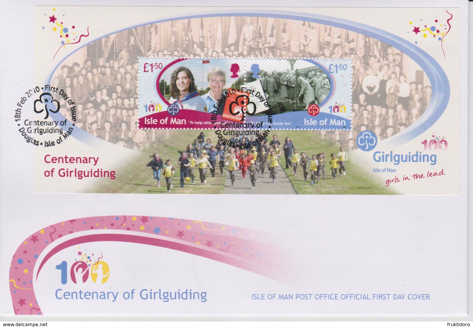 Isle Of Man FDC Mi Block 71 - Girl Guides - Scouts - Manx Guide Leaders - Queen Elizabeth Meeting Guide Leaders - 2010 - Man (Eiland)