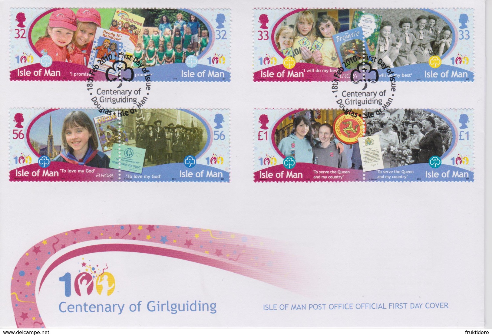 Isle Of Man FDC Mi 1591-1598  Centenary Of Girlguiding - Europa CEPT - Two Rainbows - Company Of Rainbows & Leaders 2010 - Man (Eiland)