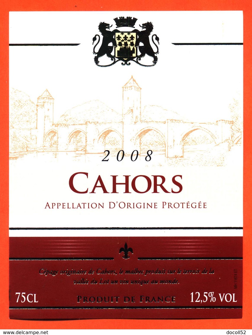 étiquette Vin De Cahors 2008 - 75 Cl - Cahors
