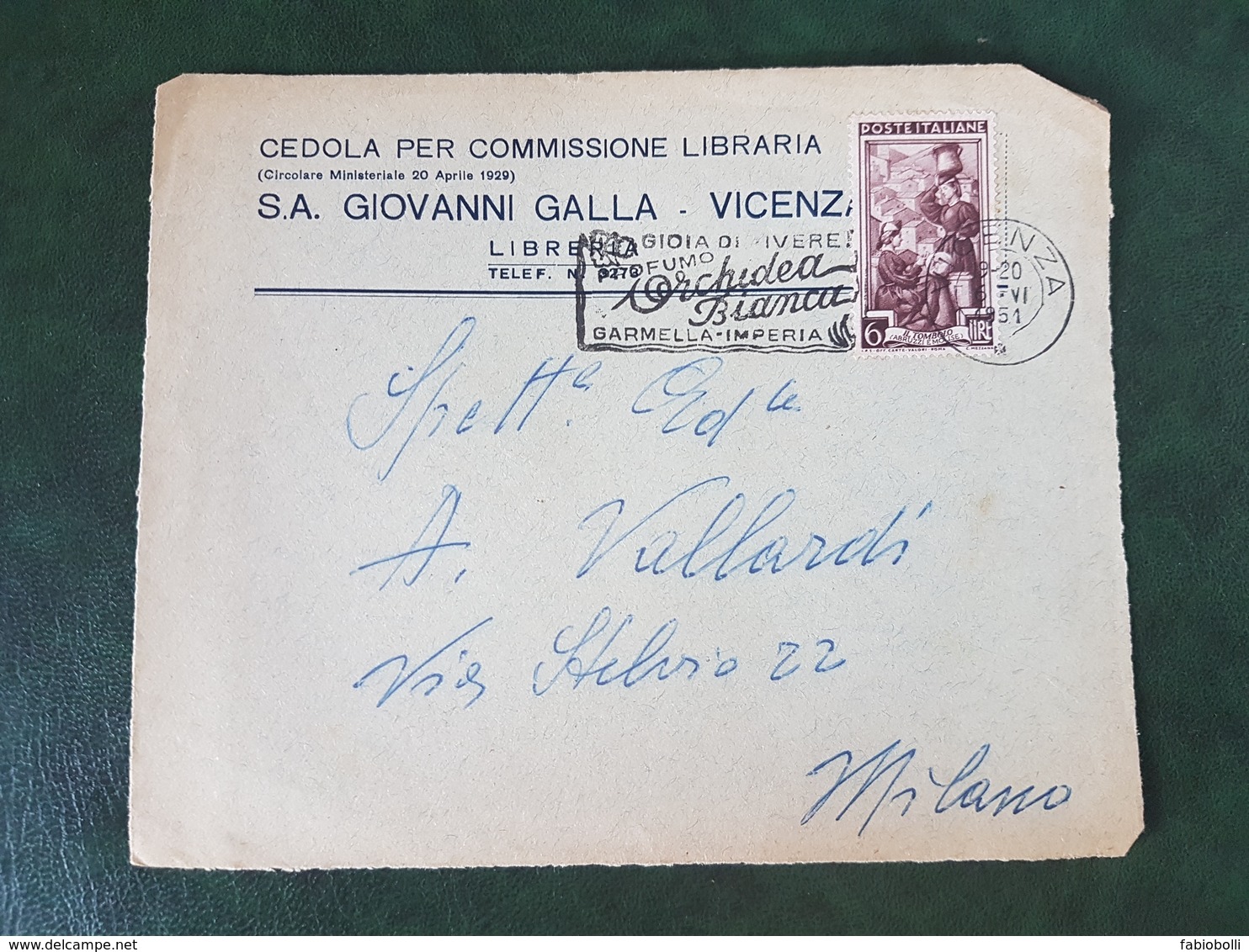 (33631) FRONTESPIZIO STORIA POSTALE ITALIA 1951 - 1946-60: Poststempel