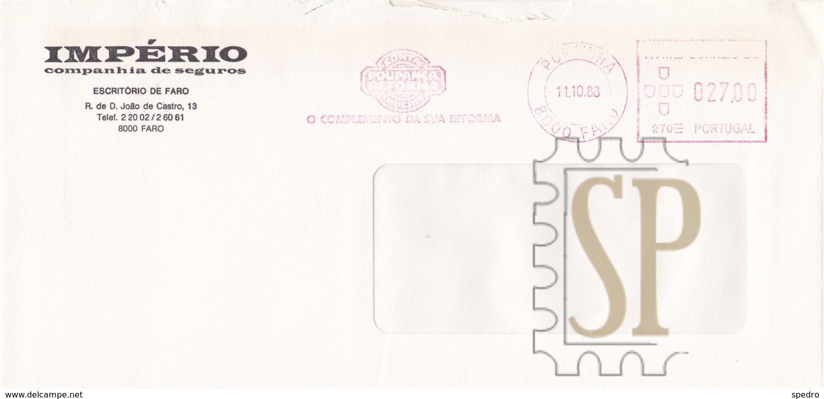 Portugal 1988 Franquia Mecânica Império Companhia De Seguros Pontinha Faro Algarve Assurance Insurance Postmark - Sonstige & Ohne Zuordnung
