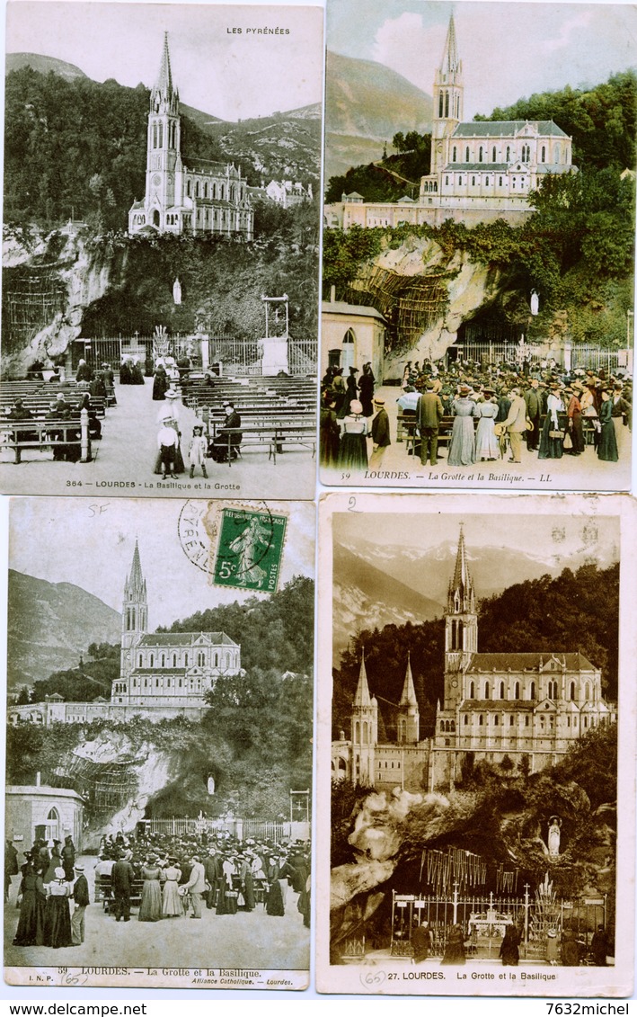 65 - LOURDES - 8 Cartes De La Basilique Et Grottes Du Loup - Lourdes