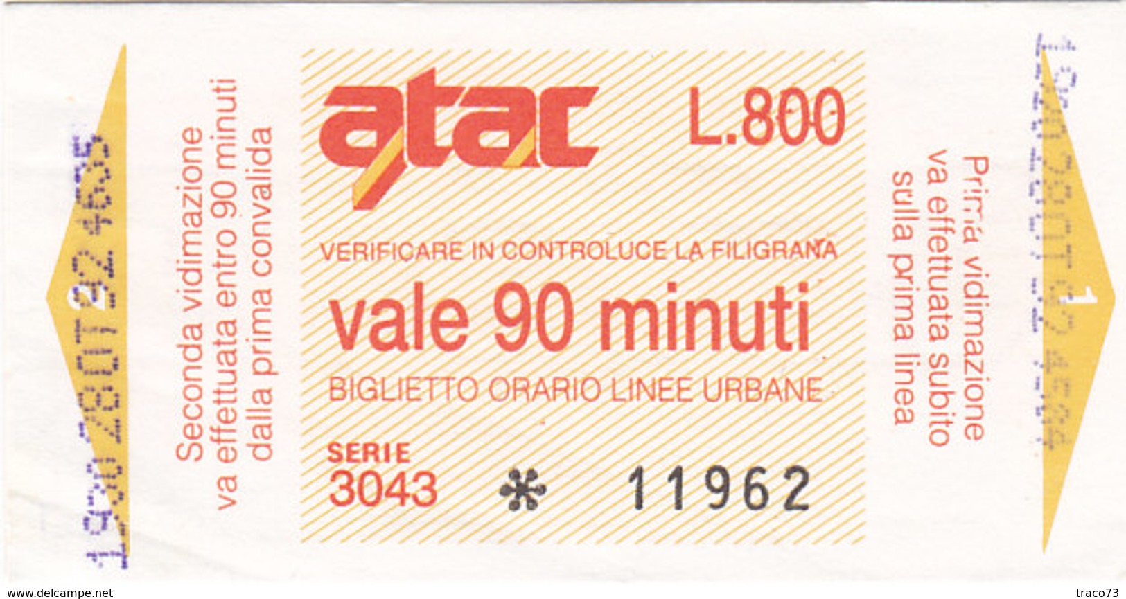 ROMA  / A.T.A.C. Biglietto Da Lire 800 - Europa