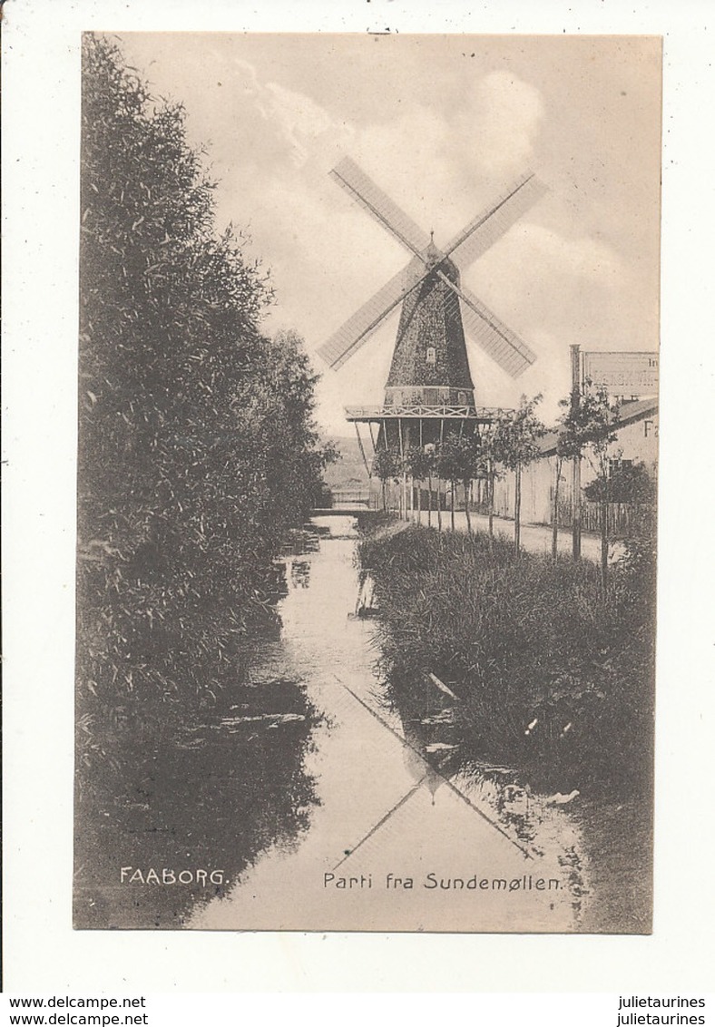 MOULIN DANEMARK FAABORG PARTI FRA SUNDEMOLLEN  CPA BON ETAT - Windmills