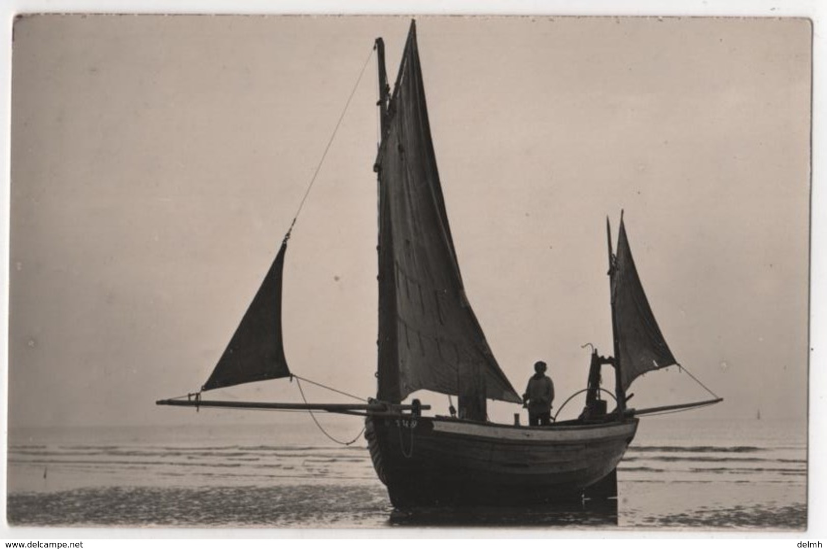 Carte Photo Bateau Voilier Barque Pêche Immatriculation B 148 FORT MAHON 1928 - Pêche