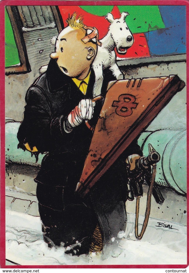 CPM  Signé Enki BILAL  Hommage à HERGE  ( Tintin Et Milou L  ( F6 - Bandes Dessinées