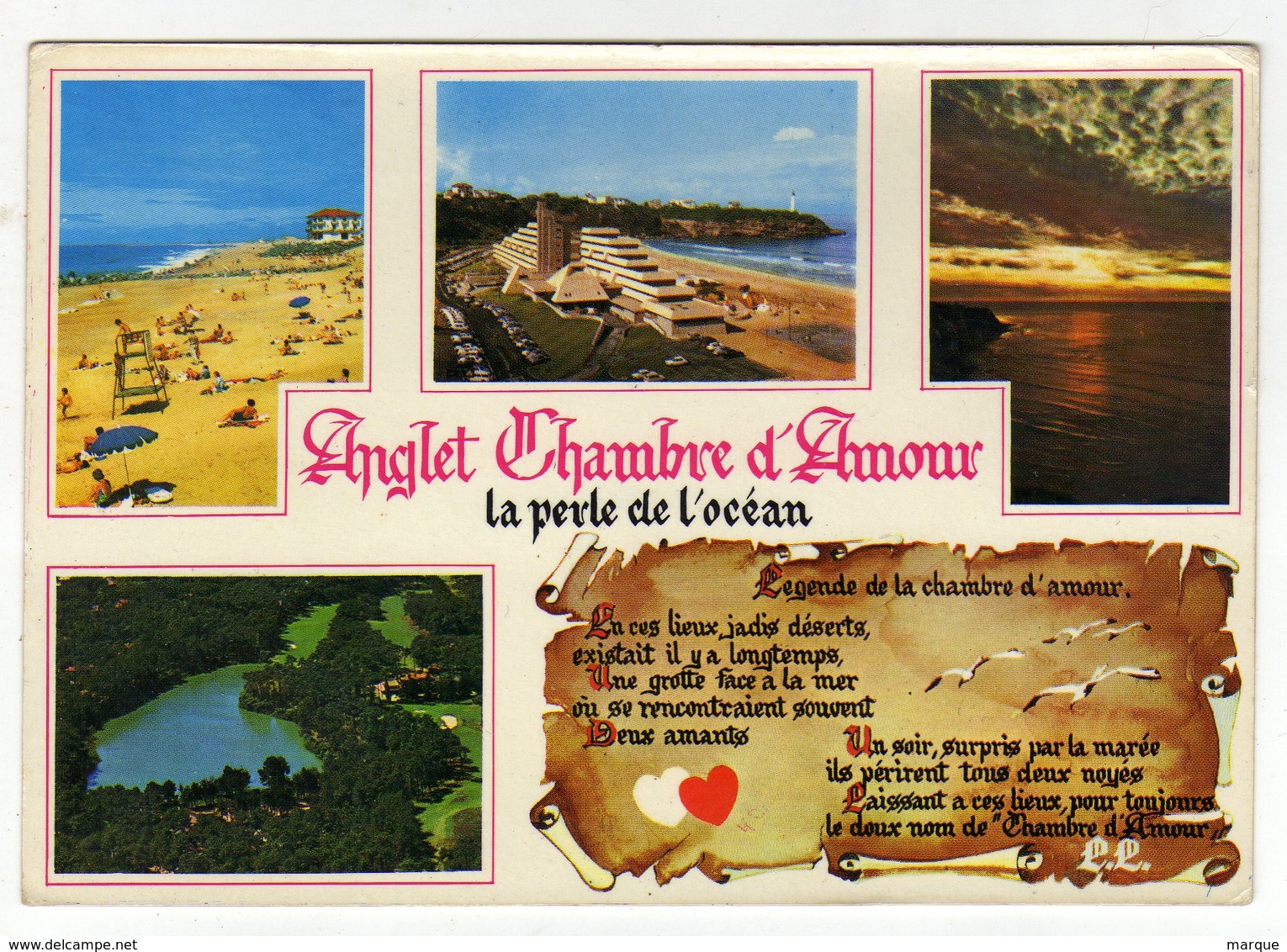Cpm N° 563 ANGLET Chambre D' Amour La Plage V.V.F. Et Phare Soleil Couchant Lac De Chiberta - Anglet