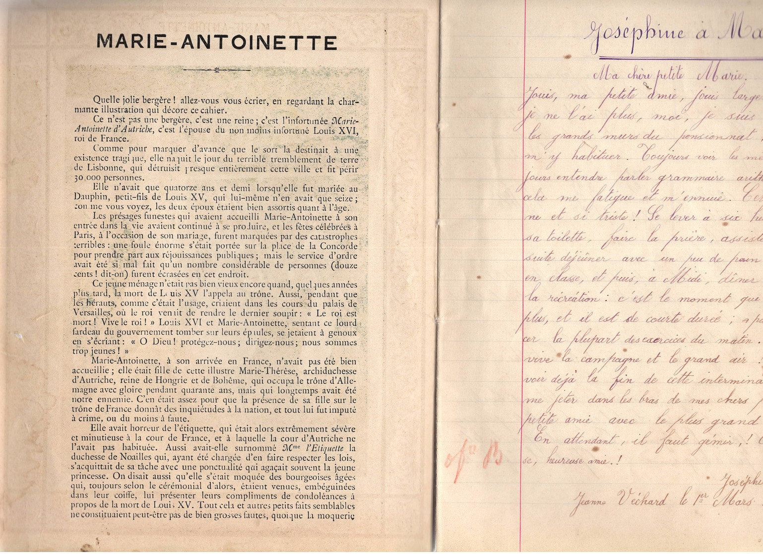 Marie Antoinette Au Petit Trianon. Illustré Par Georges DASCHER Cahier  Complet  32 Pages écrites  1898. - Autres & Non Classés