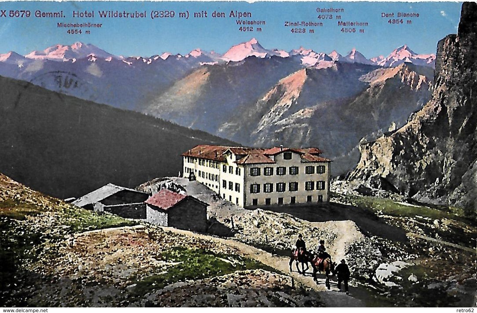 GEMMIPASS → Hotel Wildstrubel Und Touristen Auf Saumpferden Anno 1925 - Ferden