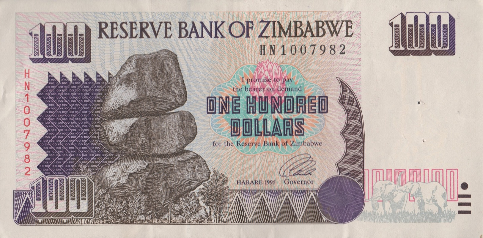 Zimbabwe / 100 Dollars / 1995 / P-9(a) / UNC - Zimbabwe