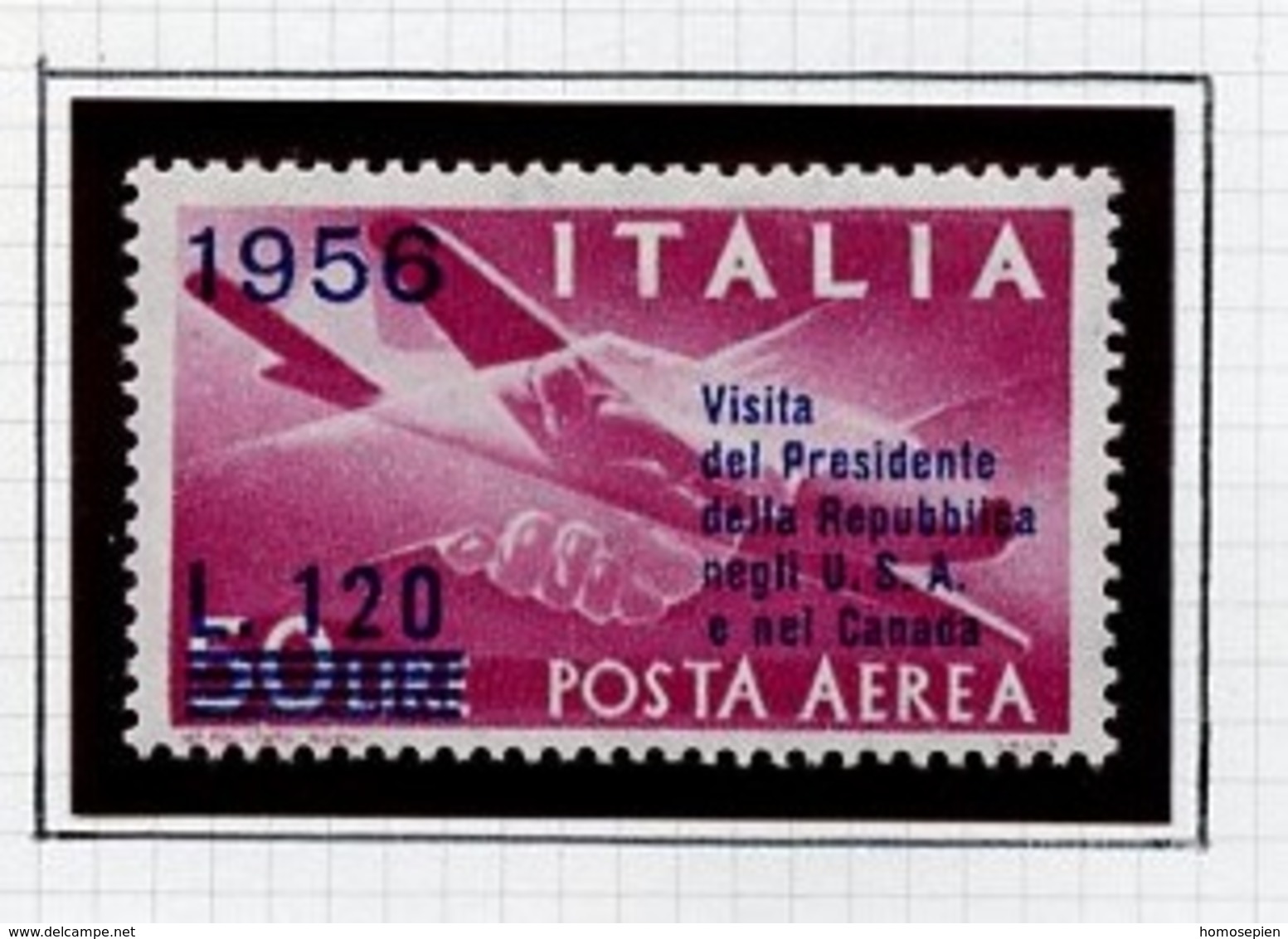 Italie - Italy - Italien Poste Aérienne 1956 Y&T N°PA140 - Michel N°(?) *** - 120ls50l Avion - Luftpost