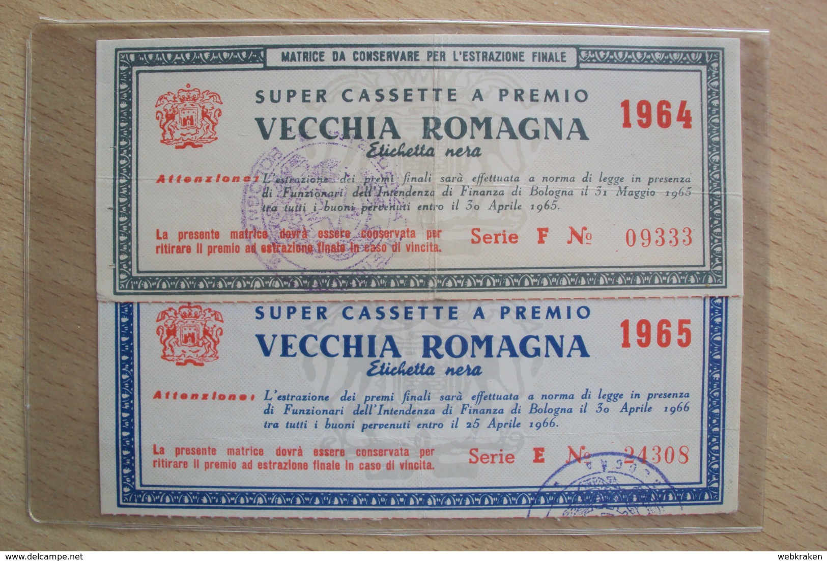 CONCORSO A PREMI VECCHIA ROMAGNA ETICHETTA NERA BRANDY SUPER CASSETTE PREMIO 1964 E 1965 (SC1) - Alcolici