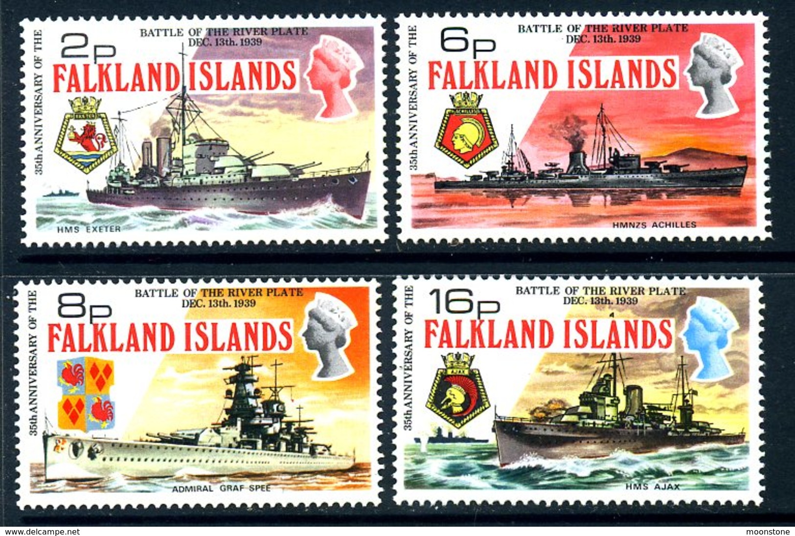 Falkland Islands 1974 Battle Of The River Plate Set Of 4, MNH, SG 307/10 - Falkland