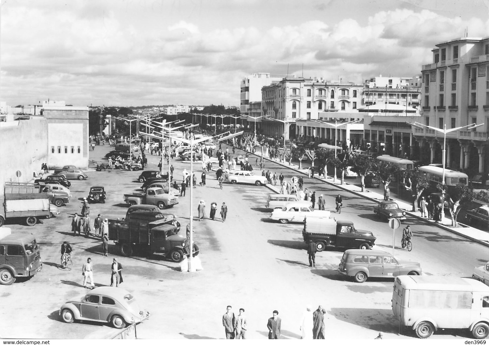 Maroc - RABAT - Boulevard Galliéni - Epreuve/Archives J. Combier - Tirage Photo, Très Rare - Camions, Fourgon, Autos - Rabat