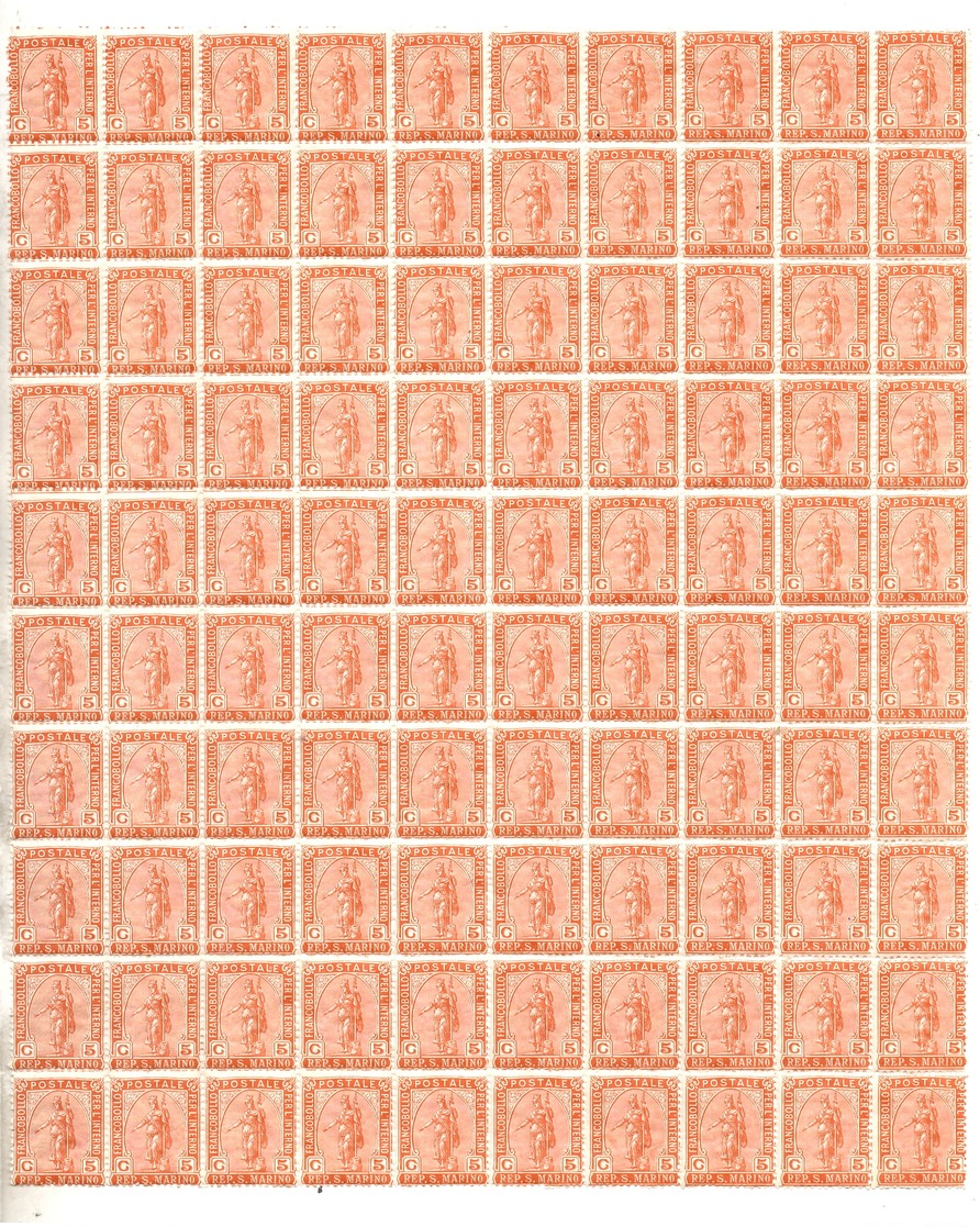 Saint-Marin  YT N° 33 En Bloc 100 Timbres Neufs ** MNH. TB. A Saisir! - Neufs