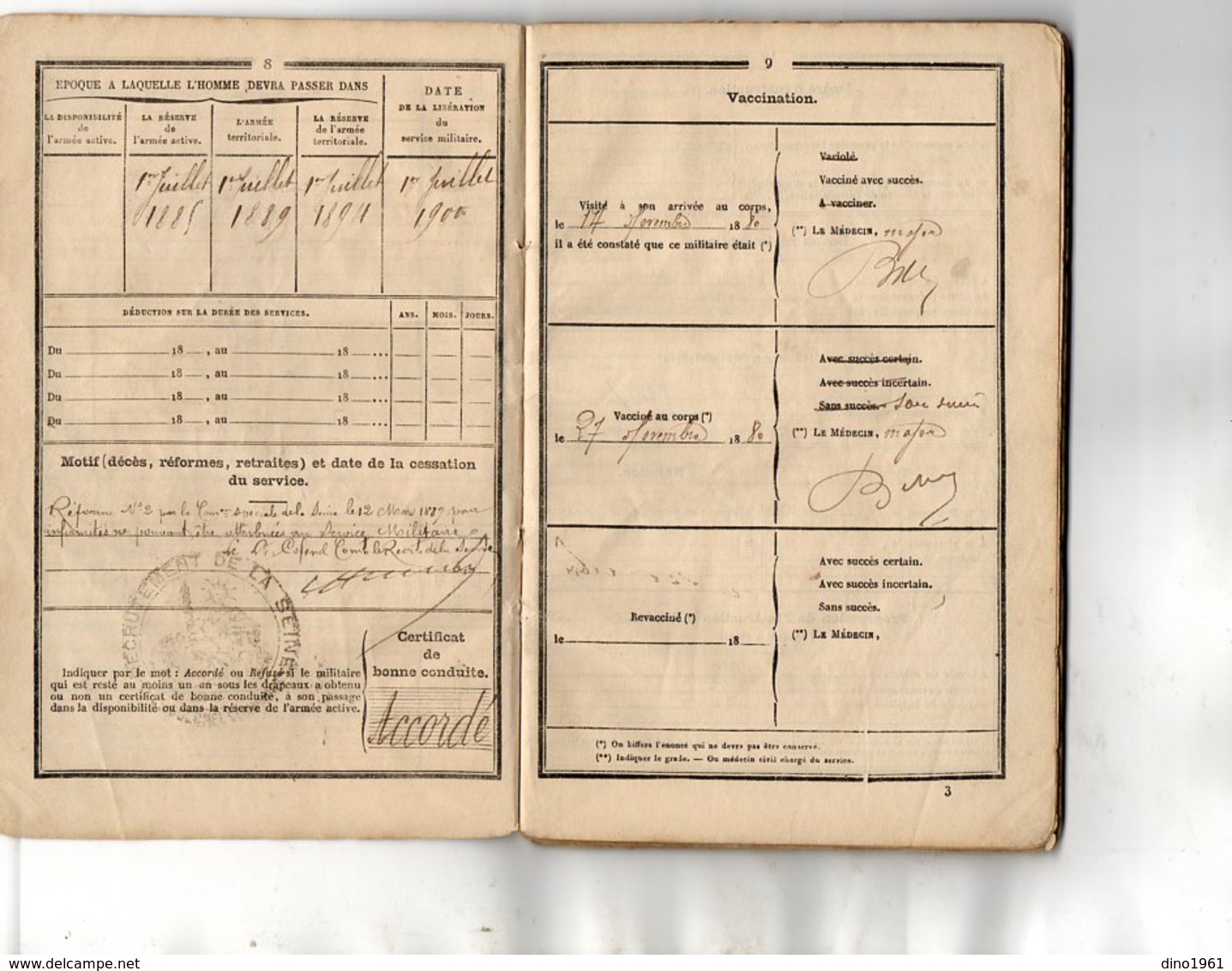 VP14.845 - MILITARIA - NANCY 1880 - Livret Militaire Du Soldat L.P. PREVOT 42 , 46 , 103 ème Rgt D'Infanterie TOUL - Documentos