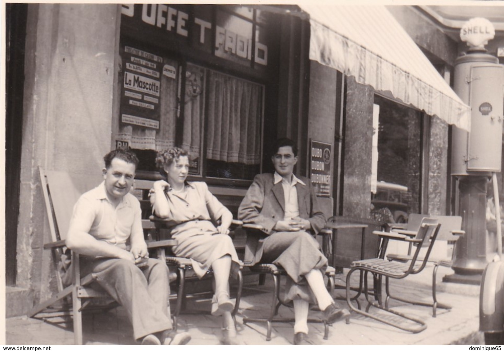 Alb Photo Originale Trois Ponts Café Station Essence Pompe Shell Buffet Dubonnet Affiche La Mascotte - Plaatsen