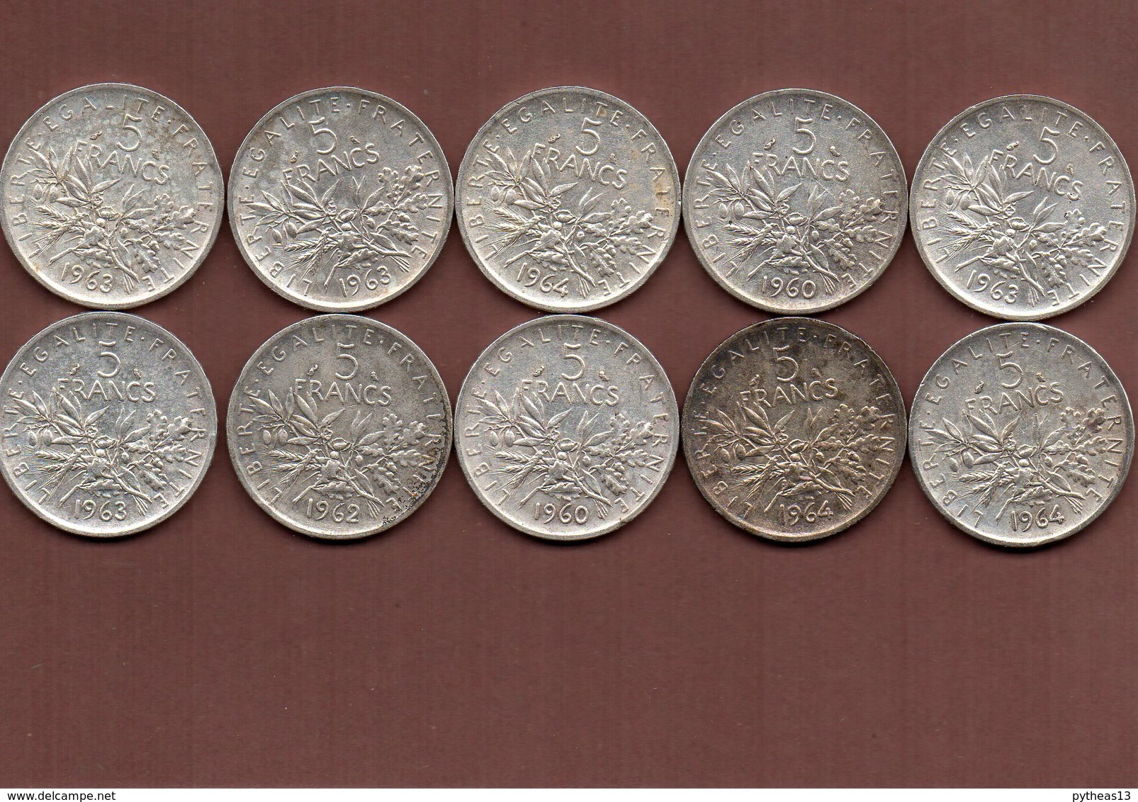 FRANCE LOT De 10 Pièces De 5 Francs Argent - Autres & Non Classés